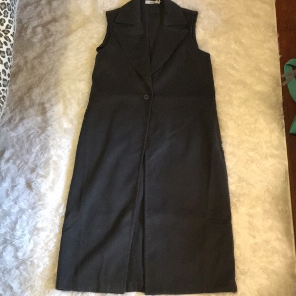 Long, suede, single button vest - Picture 1 of 4